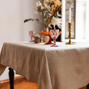 Linen Tablecloth Rectangle, Linen Tablecloth Round, Natural Beige Linen Tablecloth, Classic Elegant Handmade Tablecloth for Dining Room