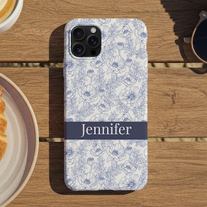 Floral Phone Case Personalised Protective Cover Tough Case for iPhone Gift For Her Samsung Custom Name Phone Case Nature Lover Gift