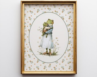Wydruk artystyczny do pokoju dziecięcego w stylu wiejskim w stylu vintage do pobrania Wydruk Grandmillenial Wystrój pokoju dziecięcego Cottagecore do pobrania Cyfrowa grafika ścienna Kwiatowy zielony pokój dziecięcy