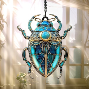Attrape-soleil acrylique scarabée, symbole égyptien suspendu à la fenêtre, cadeau déco insecte mystique pour elle ou son amant spirituel