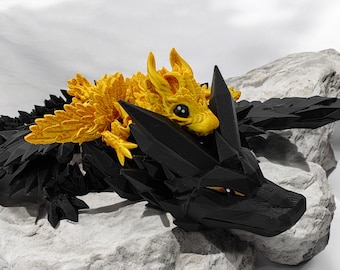 3D printed dragon figures - imaginative decoration for the bookshelf - hand-painted - Fourth wing