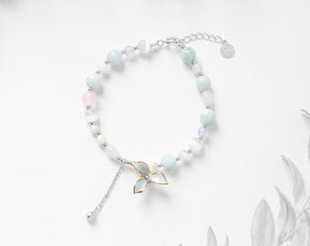 Handmade Porcelain Bracelet-Celestial Elegance-Ceramic Jewelry-Chinese style Dainty Jewelry-Feng Shui-Birthday Anniversary Gifts for Her