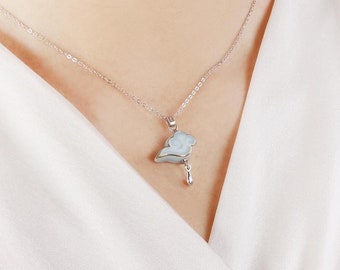 Handmade Porcelain Charm Necklace-Clouds and Moon-Premium Ceramic Jewelry-Chinese Feng Shui Spiritual Dainty Necklace-Birthday Gifts for Her