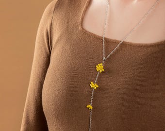 Sweet Osmanthus Flowers Neclace–Handcrafted Porcelain Pendant-Minimalist Elegant Dainty Ceramic Good Luck Charm Jewelry-Cute Gifts for Her