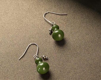 Handmade Porcelain Earrings-Blessing Gourd-Ceramic Jewelry-Oriental Feng Shui Spiritual-Dainty Jewelry-Birthday Anniversary Gifts for Her