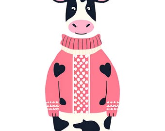 Vaca Valentine, Impressão Digital, Vaca em Suéter Valentine