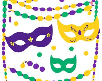 Mardi Gras, Impressão Digital, Máscaras, Contas