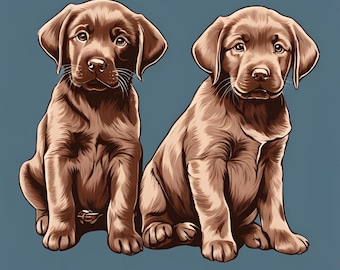Filhotes de labrador chocolate, amante de animais, amante de filhotes, impressão digital