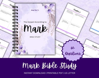 Beginner's Catholic Bible Study | 50+ In Depth Questions, Bible Study Binder, Bible Reflection, Catholic Printable | Book of Mark