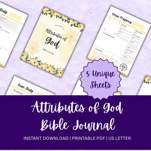 Women's Catholic Bible Journal | Verse Map, Character Study, Word Study, Bible Bookshelf Tracker, Bible Reading Plan | Attributes of God