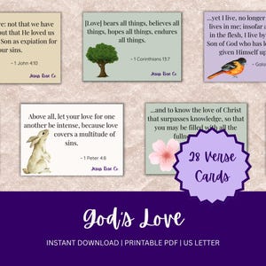 Cartão Bíblico Artístico | Amor de Deus | Mini Cartões com Versículos Bíblicos | Cartão com Versículos Bíblicos 365 Diários | Cartão de Memória com Versículos Bíblicos em Aquarela