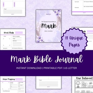 Bibelstudienvorlage Katholischer Bibelstudienführer Markusevangelium zum Ausdrucken Bücherregal-Tracker Bibel Journaling Druckbare Hingabe Printables