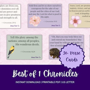 Catholic Bible Verse Cards | 1 Chronicles Scripture Cards | Catholic Scripture Memory | Old Testament Bible Verses | Christian Printable