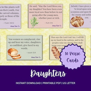 Tarjeta de memoria con versículos bíblicos (Acuarela) / Hijas / Caja para tarjetas de memoria con versículos bíblicos / Tarjetas con versículos bíblicos alentadores / Mini tarjeta imprimible con versículos bíblicos
