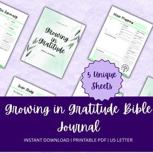 Creciendo en gratitud / Estudio bíblico SOAP imprimible para mujeres / Estudio de personajes bíblicos imprimible / Mapeo de versículos imprimible / Lectura de las Escrituras