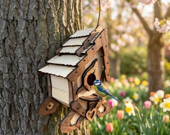 Laser Cut Bird House - Birdhouse Gift - Nesting Box - Laser Files