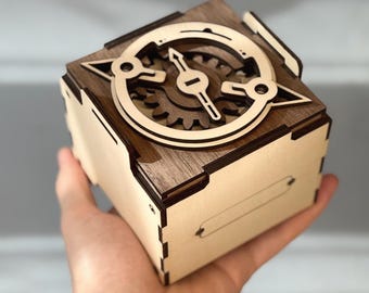 Steampunk Gear Box Laser Cut Files: Jewelry, Watch Storage (3mm, 1/8inch) (Digital Download)