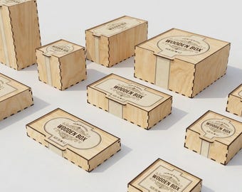 Laser Cut Flip Up Lid Box: 10 Sizes, Customizable Labels (SVG DXF)