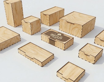 Laser Cut Box Templates: 10 Sizes, Flip Lid (Digital Files)