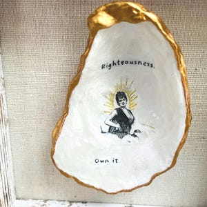 Decoupage Oyster Shell Shadowbox: Righteous Woman Wall Art
