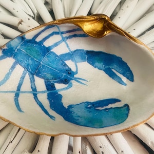 Coquille de palourde à servir de homard bleu | Décoration artistique côtière, porte-objets fourre-tout