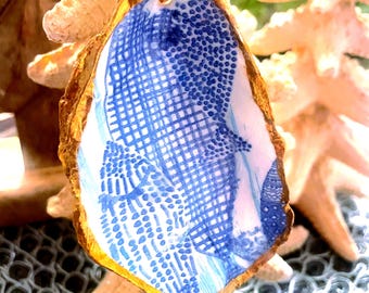 Coastal Ornament | Gift Tag | Blue and White fish