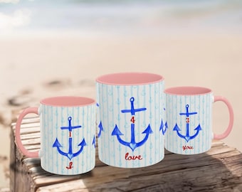 Nautical Anchor "I Love You" Mug - Keepsake Gift - Coastal Decor
