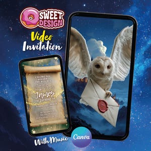 Invitación de video de cumpleaños de mago mágico, plantilla animada editable para Canva
