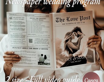 Hochzeit Zeitung Programm Vorlage: DIY Fotoeinladung (Digitaler Download)