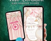 One Silly Goose First Birthday Video Invitation Template – Editable in Canva