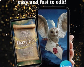 Invitación de video de cumpleaños de mago mágico, plantilla animada editable para Canva