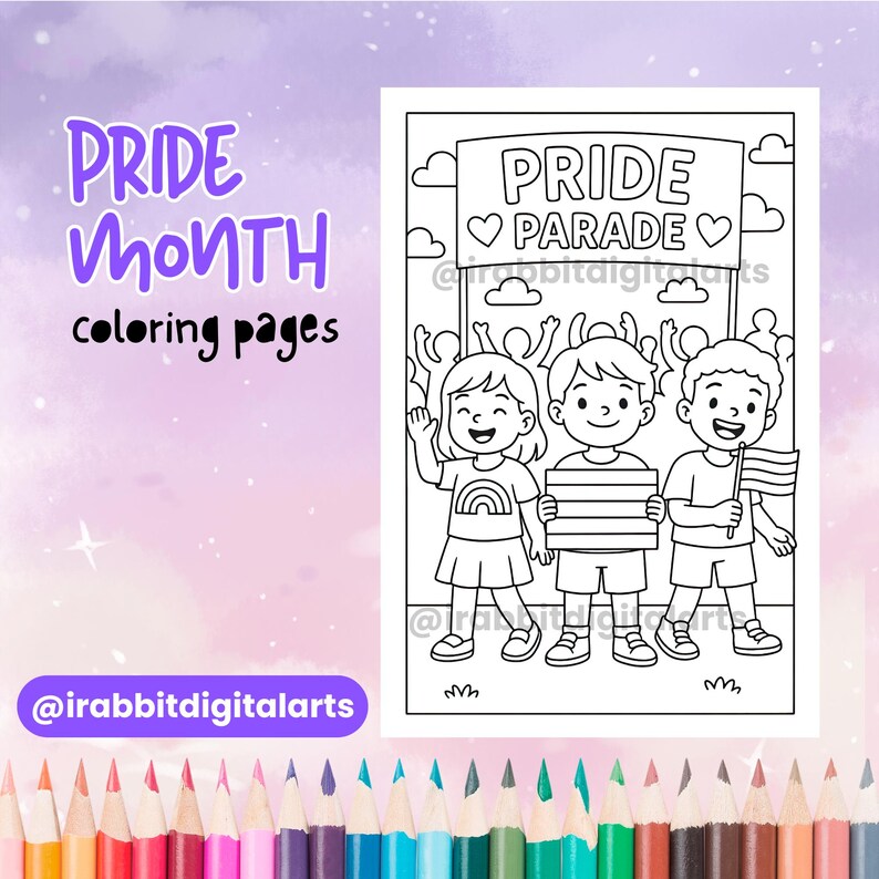 Pride Month Coloring Page - LGBTQ Rainbow Celebration Printable PDF (8 ...