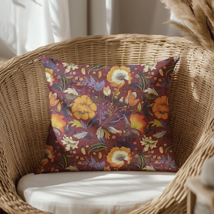 Floral dark slate blue Vintage Botanical Boho Pillow, dark khaki Pillow, dark slate blue Floral Pillow, Spring Cottage Pillow