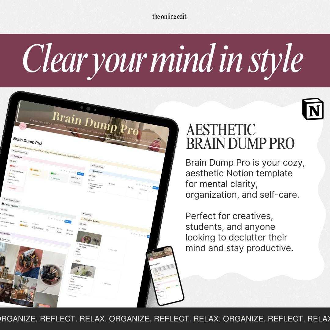 Notion Brain Dump Template Adhdfriendly Digital Planner (digital