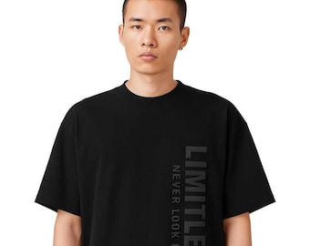 Camiseta negra extragrande para hombre: algodón orgánico con relieve 3D