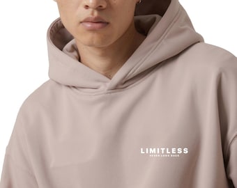 LIMITLESS mokkabruine oversized hoodie voor heren | Zwaargewicht fleece