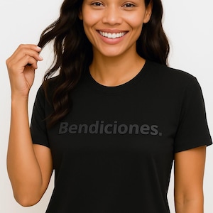 Koszulki hiszpańskie | Koszulka Bendiciones Latina | Koszulka graficzna Latina dla kobiet | Koszulki Latinx | Uroczy hiszpański prezent dla niej | Koszulka z nadrukiem 3D