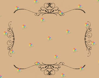 Tan and Black Curly Printable Frame or Gift Tag