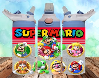 12oz Tumbler Wrap Mario Png - Cartoon Tumbler Sublimation Design - Kids Cartoon Tumbler Template - Super Mario Png - 12oz Mario Sippy Cup