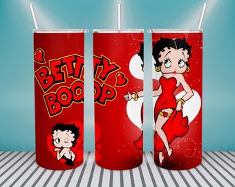 Betty Girl beker sublimatie ontwerp, Betty Boop beker png, Betty 20oz beker png, Betty beker sjabloon, meisjesbeker, digitale download