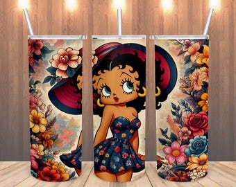 Betty Boop-beker png, Betty 20oz-beker png, Betty Girl-beker sublimatie-ontwerp, beker voor meisjes, Betty-bekersjabloon, digitale download