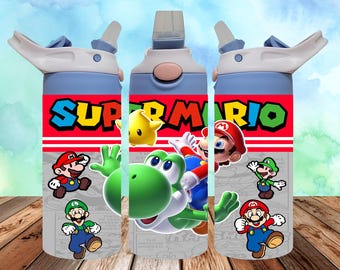 mario 12oz sippy cup, kids cartoon png, Super mario tumbler wrap, Mario png, Super mario flip top sippy cup design, kids sublimation design