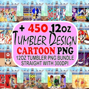 Más de 450 envoltorios de vasos para beber de 12 oz con dibujos animados, paquete de vasos PNG con dibujos animados, paquete de vasos PNG para niños, diseño PNG de dibujos animados para niños, sublimación para niños