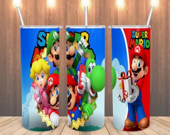 Super Mario Bros. reisbeker | 20oz roestvrijstalen beker | Mario Yoshi Luigi-ontwerp | Cadeau voor gamerfans