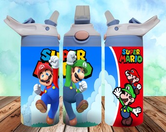 mario 12oz tuitbeker, kindercartoon png, Super mario beker wrap, Mario png, Super mario flip top tuitbeker ontwerp, kinder sublimatie ontwerp