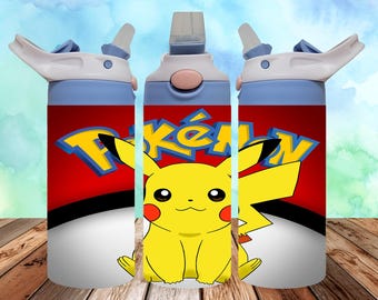 Pokemon 12oz Kids Flip Top Sippy Cup Tumbler Wrap, 12oz Rechte Tumbler Sublimatie PNG, Kinderen Doggie Tumbler Wrap Voor Kind, pokemon png
