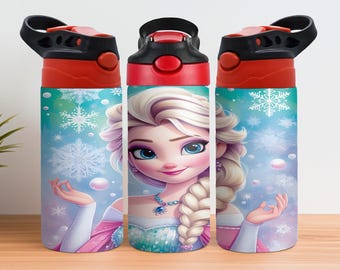 Diseño de vaso para bebés de 355 ml con diseño de princesa - Sublimación de vaso de 355 ml con diseño de dibujos animados para niños - Envoltura PNG de vaso Frozen, descarga digital de diseño de vaso Frozen de 355 ml