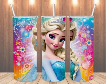 Frozen Group 20oz Tumbler – Elsa Anna Olaf Skinny Cup – Winter Disney Tumbler Wrap PNG – Digital Printable for Kids