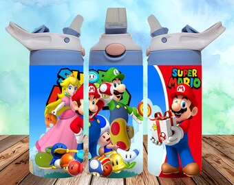 12oz Tumbler Wrap Mario Png - Cartoon Tumbler Sublimation Design - Kids Cartoon Tumbler Template - Super Mario Png - 12oz Mario Sippy Cup