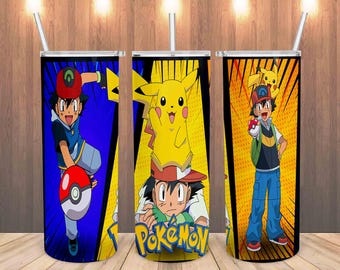 Pikachu 20oz Tumbler – Leuke Pokémon Skinny Cup Wrap – Digitaal PNG-sublimatieontwerp – Direct downloaden voor fans